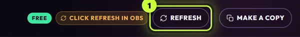 The editor header with the Click Refresh in OBS chip and the Refresh button (1)