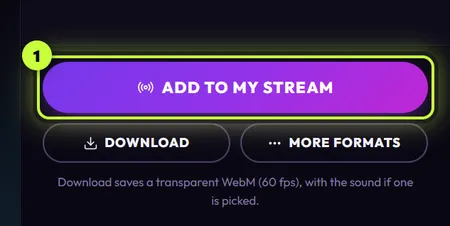 The editor's action area with the Add to my stream button ringed, and Download and More formats under it
